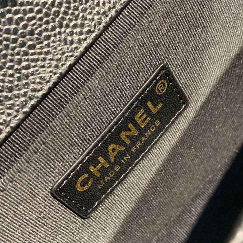 Chanel Quilted Boy Bag 25cm Caviar Leather Antique Gold Hardware Fall/Winter Act 1 Collection Black