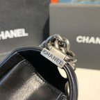 Chanel Quilted Boy Bag 25cm Lambskin Leather Antique Silver Hardware Fall/Winter Act 1 Collection Black