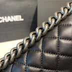 Chanel Quilted Boy Bag 25cm Lambskin Leather Antique Silver Hardware Fall/Winter Act 1 Collection Black