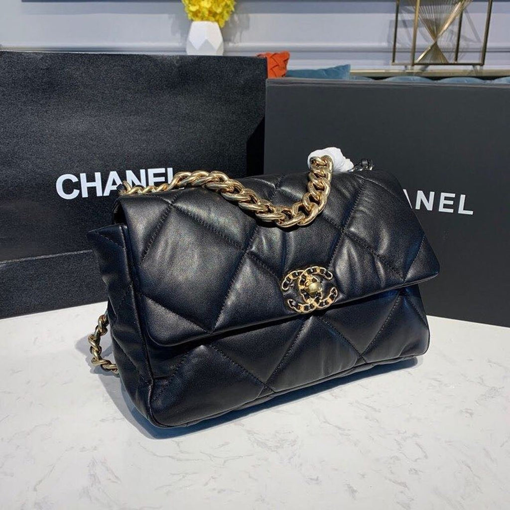 Chanel 19 Flap Bag 30cm Goatskin Leather Fall/Winter Act 1 Collection Black
