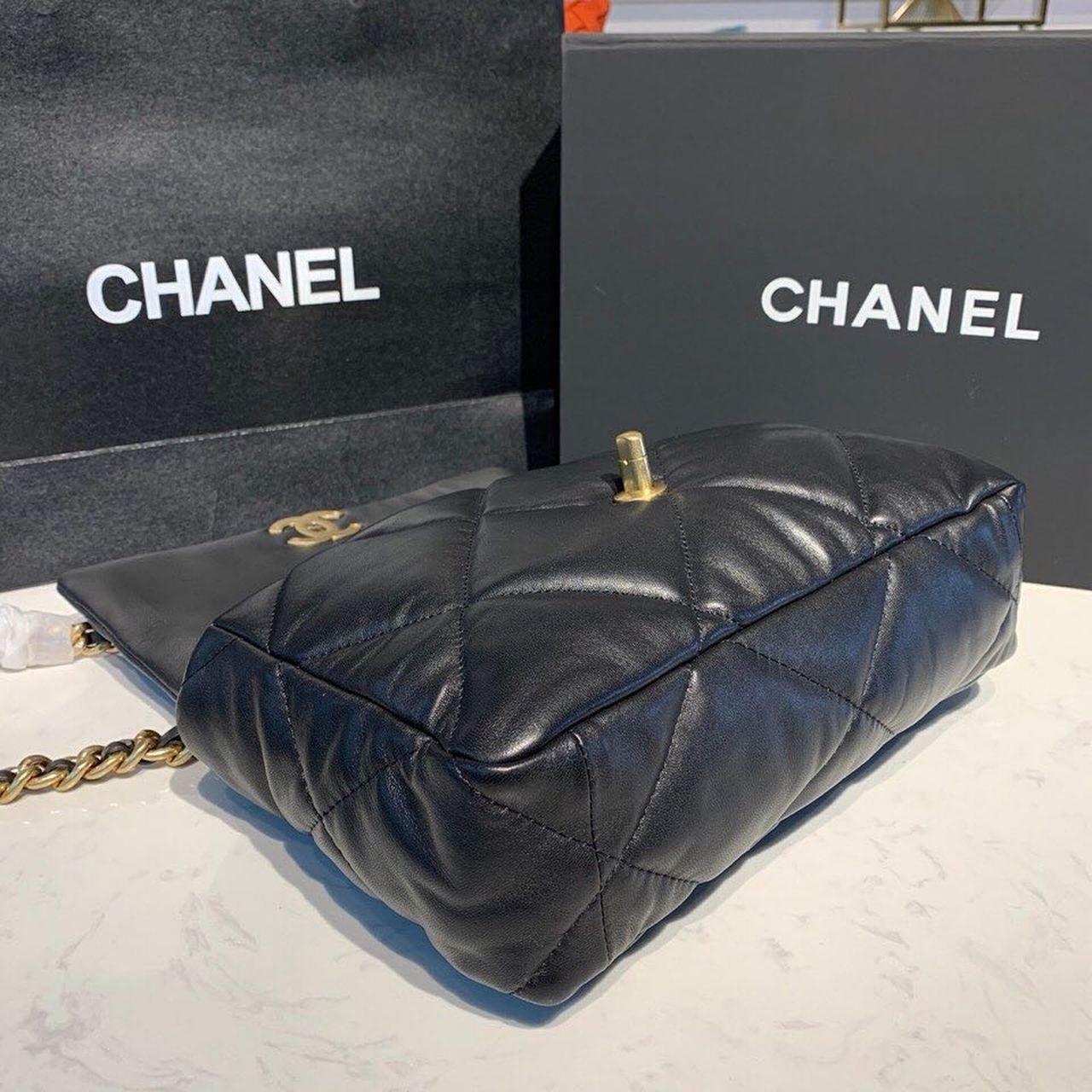 Chanel 19 Flap Bag 30cm Goatskin Leather Fall/Winter Act 1 Collection Black