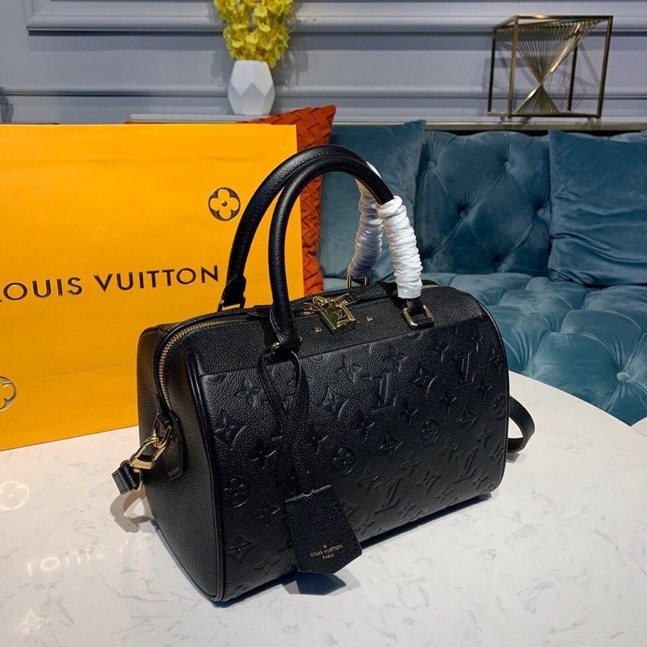 Louis Vuitton Speedy Bandouliere Bag 25cm Monogram Empreinte Leather Spring/Summer Collection M42401, Black