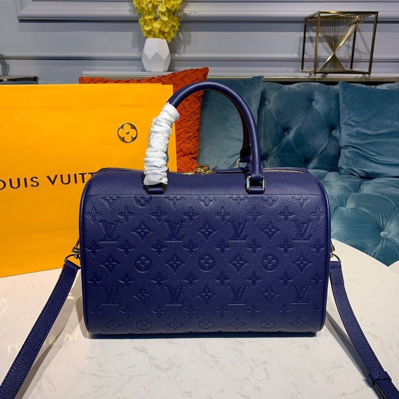 Louis Vuitton Speedy Bandouliere Bag 30cm Monogram Empreinte Leather Spring/Summer Collection M42406, Blue
