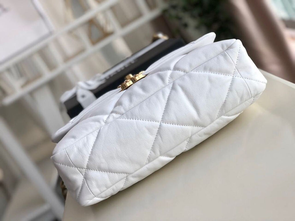Chanel 19 Flap Bag 30cm Goatskin Leather Fall/Winter Act 1 Collection, White