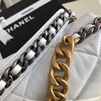 Chanel 19 Flap Bag 30cm Goatskin Leather Fall/Winter Act 1 Collection, White