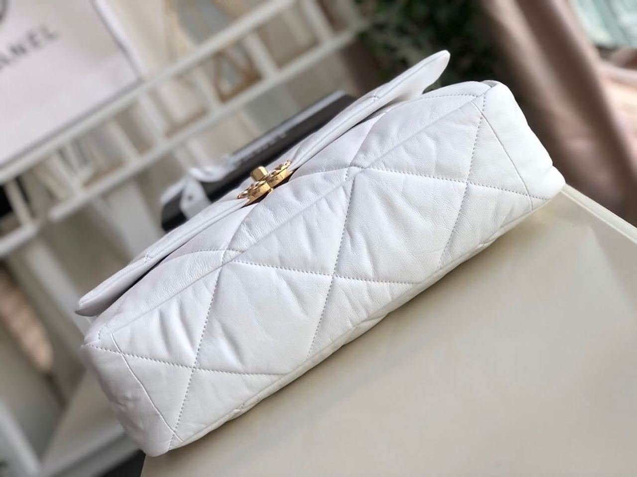 Chanel 19 Flap Bag Goatskin Leather Fall/Winter Act 1 Collection White