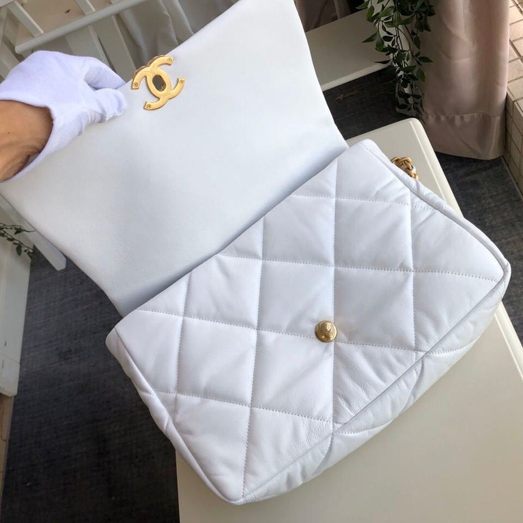 Chanel 19 Flap Bag Goatskin Leather Fall/Winter Act 1 Collection White