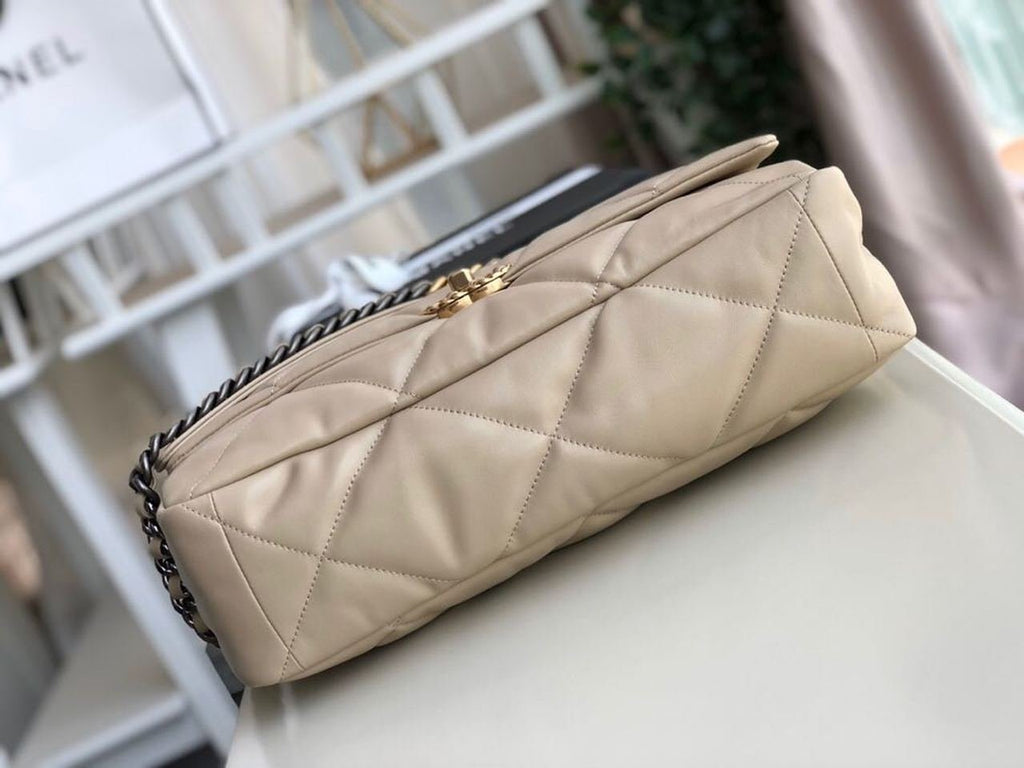 Chanel 19 Flap Bag 36cm Goatskin Leather Fall/Winter Act 1 Collection, Beige