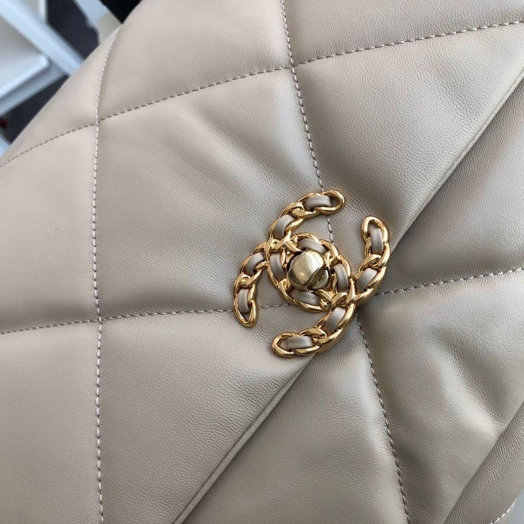 Chanel 19 Flap Bag 36cm Goatskin Leather Fall/Winter Act 1 Collection, Beige