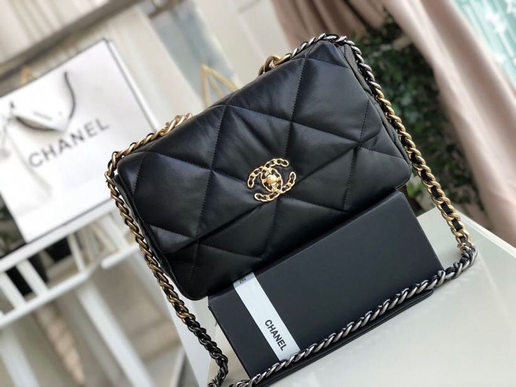 Chanel 19 Flap Bag 30cm Goatskin Leather Fall/Winter Act 1 Collection, Black