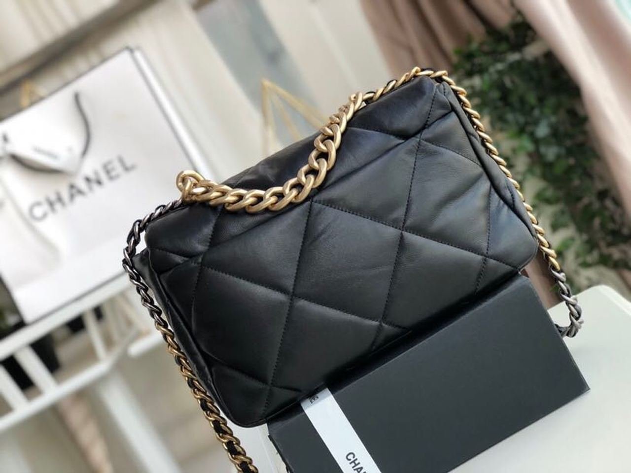 Chanel 19 Flap Bag 30cm Goatskin Leather Fall/Winter Act 1 Collection, Black