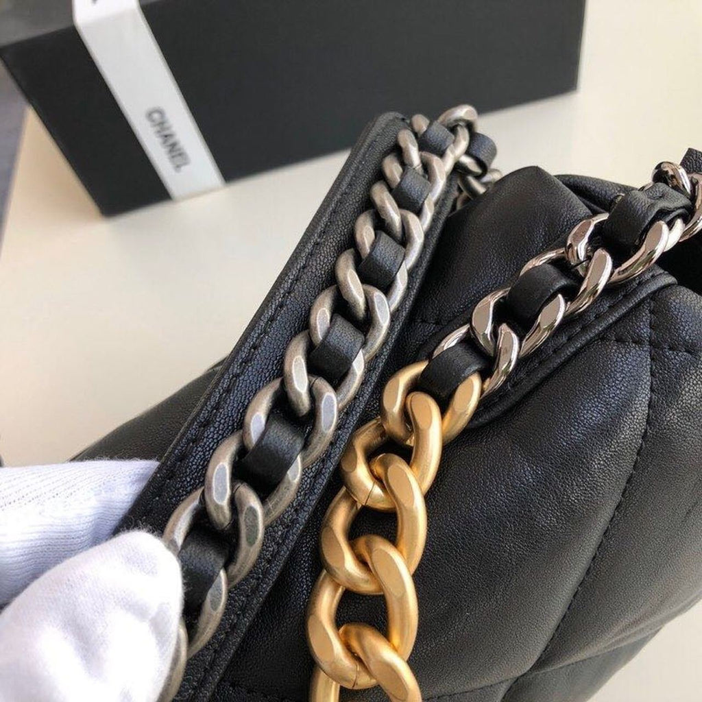 Chanel 19 Flap Bag 30cm Goatskin Leather Fall/Winter Act 1 Collection, Black