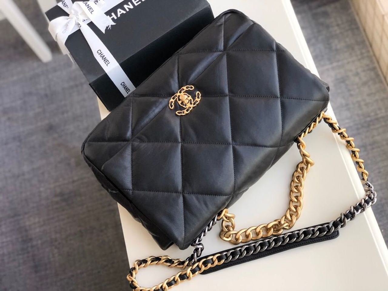 Chanel 19 Flap Bag 36cm Goatskin Leather Fall/Winter Act 1 Collection, Black