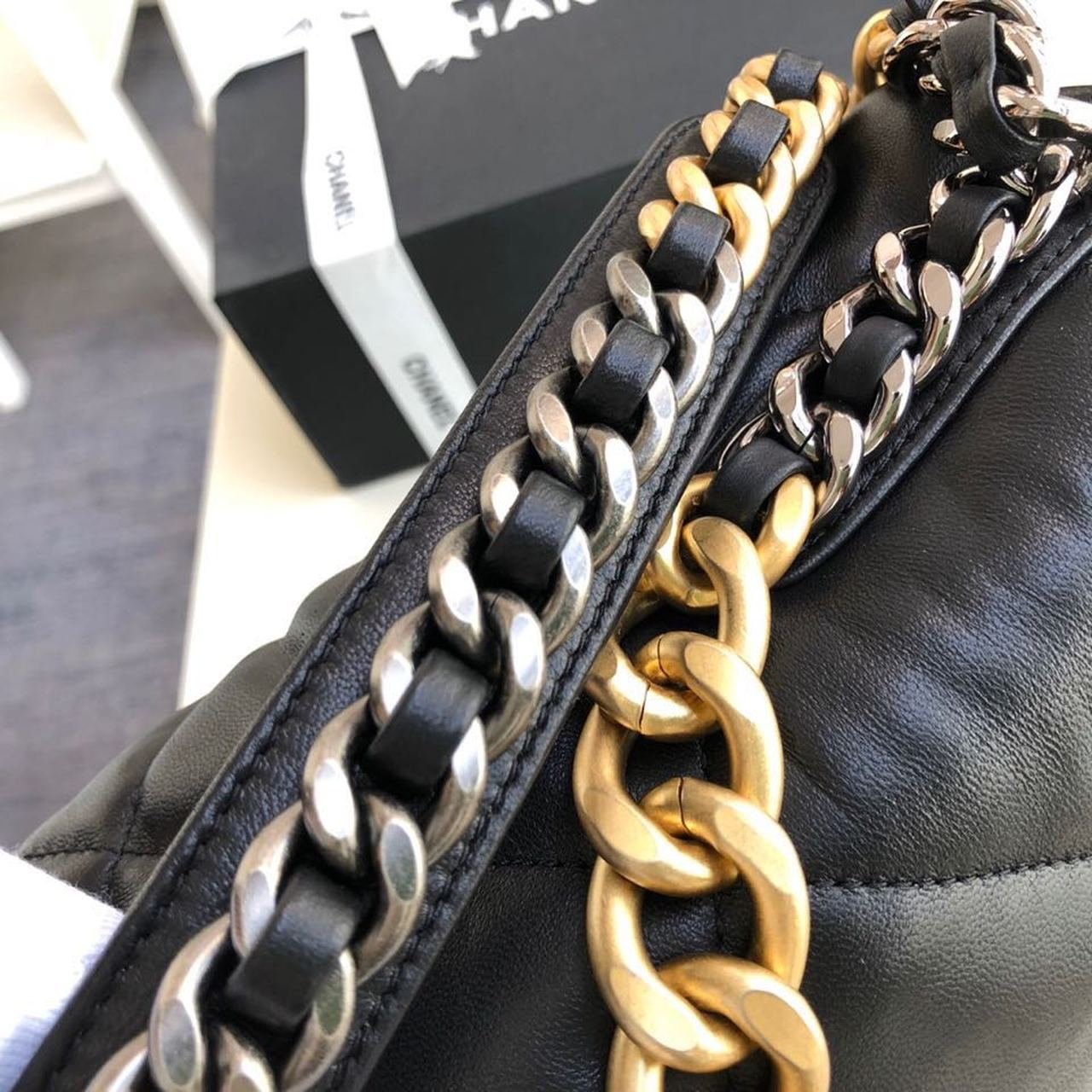 Chanel 19 Flap Bag 36cm Goatskin Leather Fall/Winter Act 1 Collection, Black