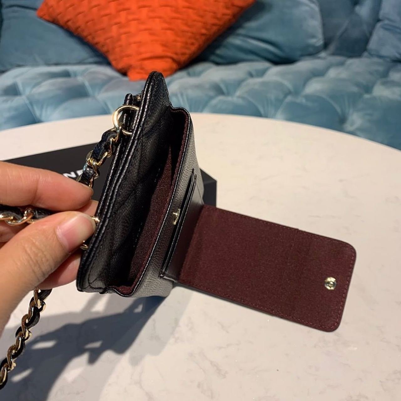 Chanel Mobile Phone Pouch Holder Shoulder Bag 12cm Caviar Leather Gold Hardware Fall/Winter Act 1 Collection, Black