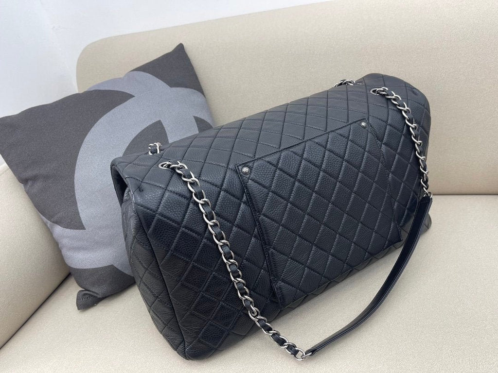 Chanel CoCo Luggage Silver Toned Hardware 46cm Black