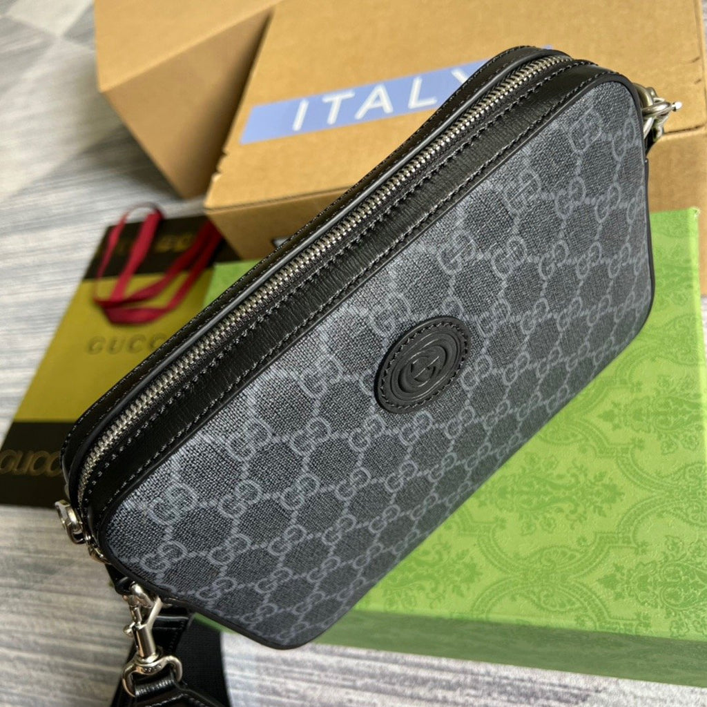 Gucci Shoulder Bag With Interlocking G Black GG Supreme Canvas For Women 9.6in/24.5cm