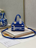 Christian Dior Mini Vibe Zip Bowling Bag 17cm Blue