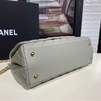 Chanel Coco Handle Quilted Bag 30cm Caviar Leather Gold Hardware Spring/Summer Act 1 Collection, Grey