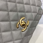 Chanel Coco Handle Quilted Bag 30cm Caviar Leather Gold Hardware Spring/Summer Act 1 Collection, Grey