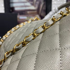 Chanel Coco Handle Quilted Bag 30cm Caviar Leather Gold Hardware Spring/Summer Act 1 Collection, Grey