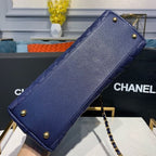 Chanel Coco Handle Quilted Lizard Handle Bag 30cm Caviar Leather Gold Hardware Spring/Summer Act 1 Collection, Blue