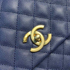 Chanel Coco Handle Quilted Lizard Handle Bag 30cm Caviar Leather Gold Hardware Spring/Summer Act 1 Collection, Blue