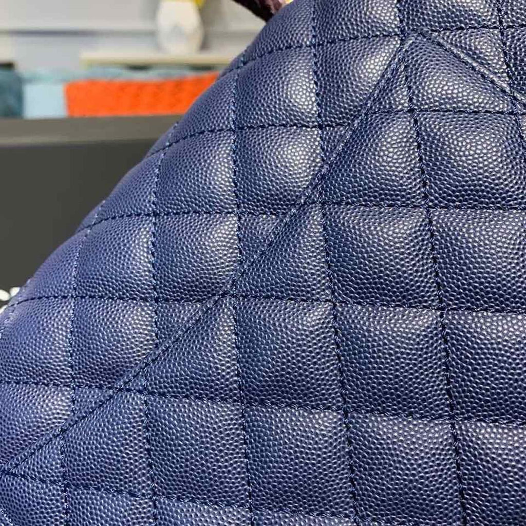 Chanel Coco Handle Quilted Lizard Handle Bag 30cm Caviar Leather Gold Hardware Spring/Summer Act 1 Collection, Blue