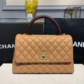 Chanel Coco Handle Quilted Lizard Handle Bag 28cm Caviar Leather Gold Hardware Spring/Summer Act 1 Collection Brown