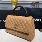 Chanel Coco Handle Quilted Lizard Handle Bag 28cm Caviar Leather Gold Hardware Spring/Summer Act 1 Collection Brown