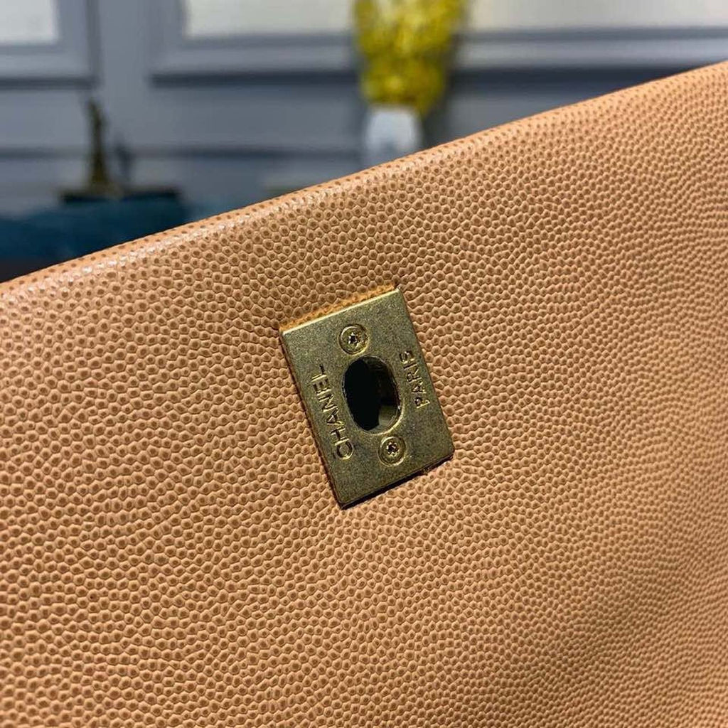 Chanel Coco Handle Quilted Lizard Handle Bag 28cm Caviar Leather Gold Hardware Spring/Summer Act 1 Collection Brown