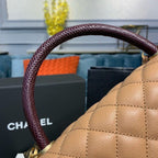 Chanel Coco Handle Quilted Lizard Handle Bag 28cm Caviar Leather Gold Hardware Spring/Summer Act 1 Collection Brown