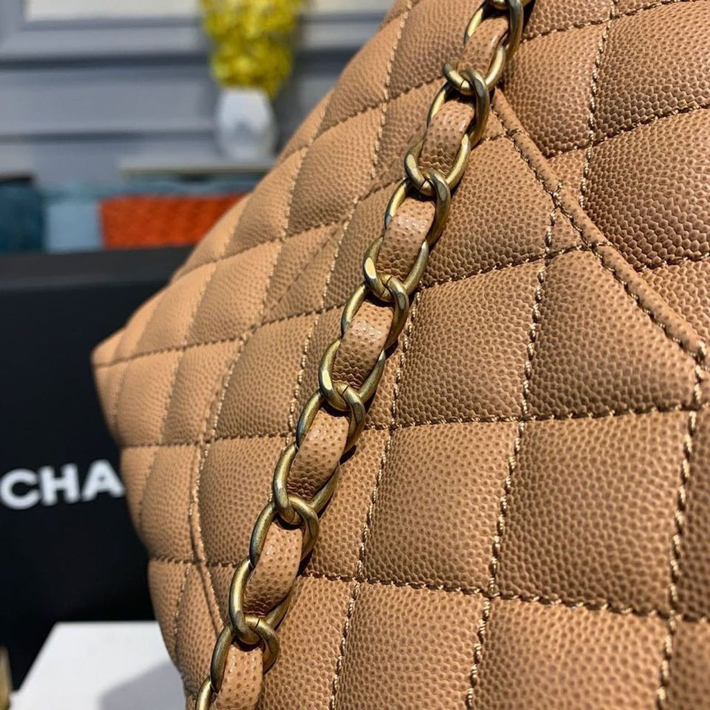 Chanel Coco Handle Quilted Lizard Handle Bag 28cm Caviar Leather Gold Hardware Spring/Summer Act 1 Collection Brown