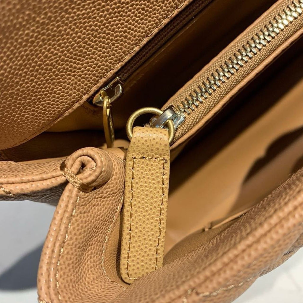 Chanel Coco Handle Quilted Lizard Handle Bag 28cm Caviar Leather Gold Hardware Spring/Summer Act 1 Collection Brown