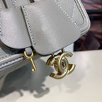 Chanel CC Filigree Vanity Case Bag 18cm Gold Hardware Caviar Leather Cruise Collection, Grey