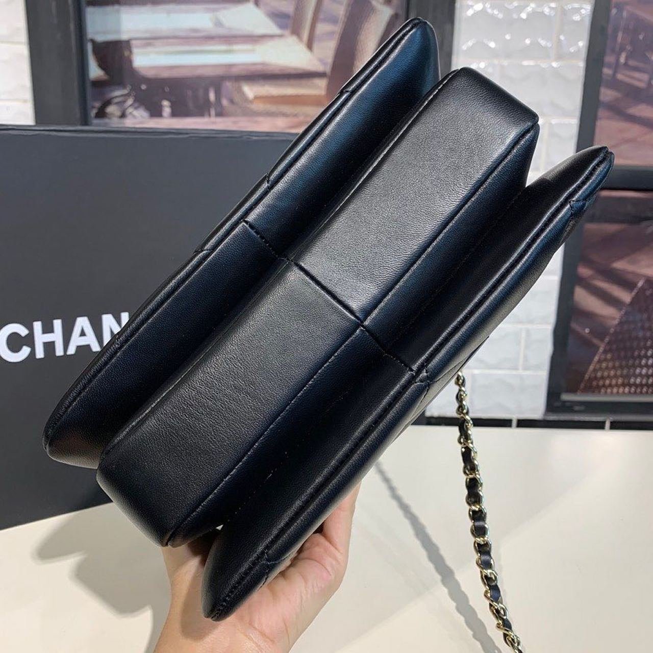Chanel Trendy CC Quilted Bag 30cm Lambskin Leather Gold Hardware Spring/Summer Act 1 Collection , Black