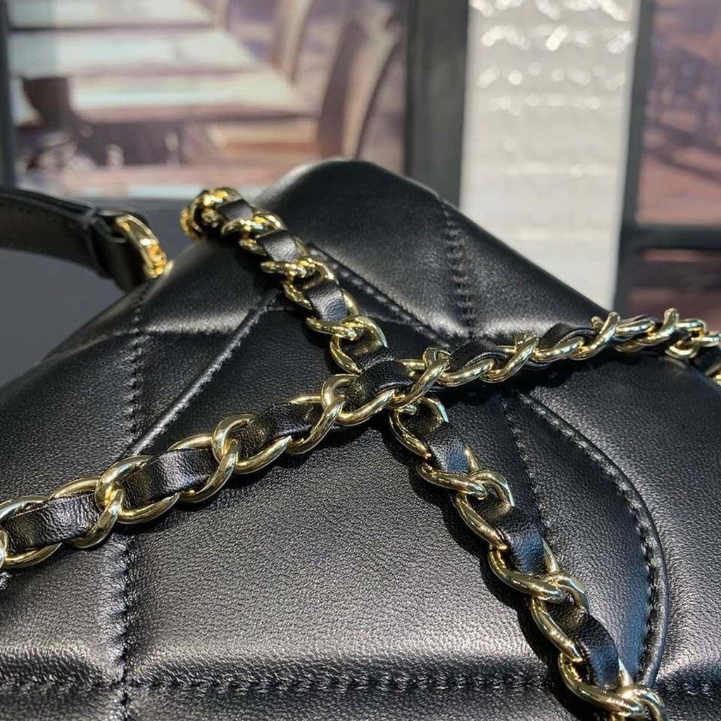 Chanel Trendy CC Quilted Bag 30cm Lambskin Leather Gold Hardware Spring/Summer Act 1 Collection , Black
