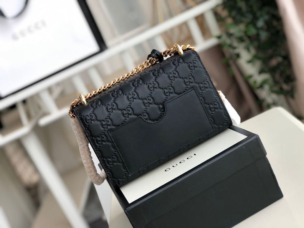 Gucci Padlock Small Gucci Signature Shoulder Bag Black Gucci Signature For Women 7.9in/20cm