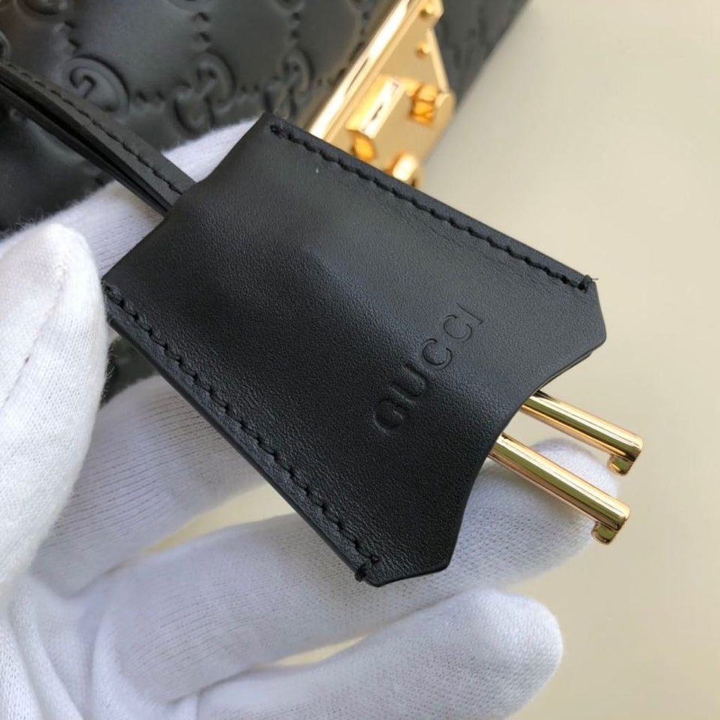 Gucci Padlock Small Gucci Signature Shoulder Bag Black Gucci Signature For Women 7.9in/20cm