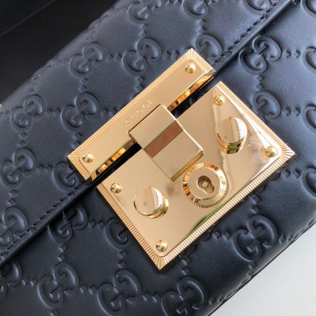 Gucci Padlock Small Gucci Signature Shoulder Bag Black Gucci Signature For Women 7.9in/20cm