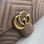 Gucci GG Marmont Matelassé Shoulder Bag Dusty Pink Matelassé Chevron For Women 10in/26cm