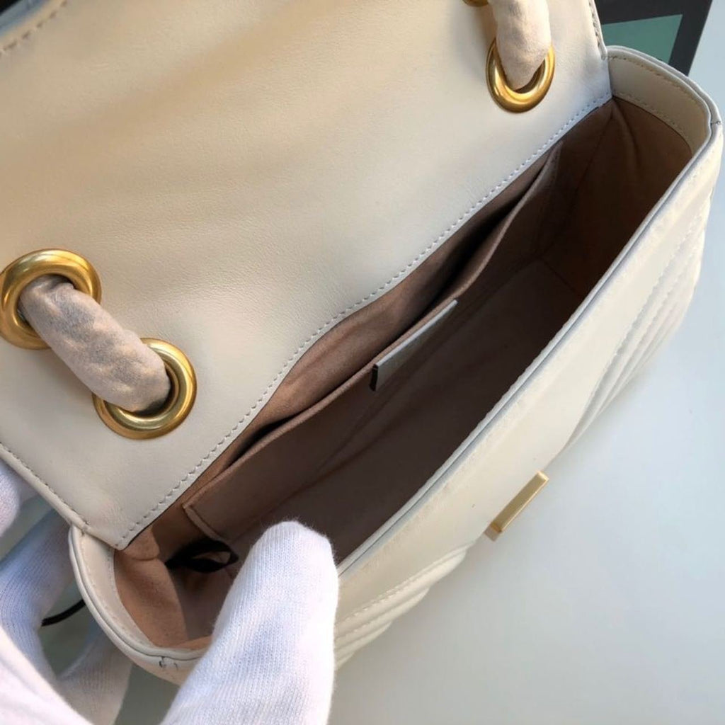 Gucci Marmont Matelassé Mini Bag White For Women 8.5in/22cm