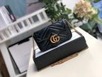 Gucci Marmont Matelassé Super Mini Bag Dusty Black Chevron For Women 6.2in/16.5cm