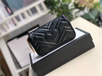 Gucci Marmont Matelassé Super Mini Bag Dusty Black Chevron For Women 6.2in/16.5cm