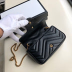 Gucci Marmont Matelassé Super Mini Bag Dusty Black Chevron For Women 6.2in/16.5cm