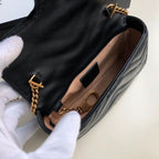 Gucci Marmont Matelassé Super Mini Bag Dusty Black Chevron For Women 6.2in/16.5cm