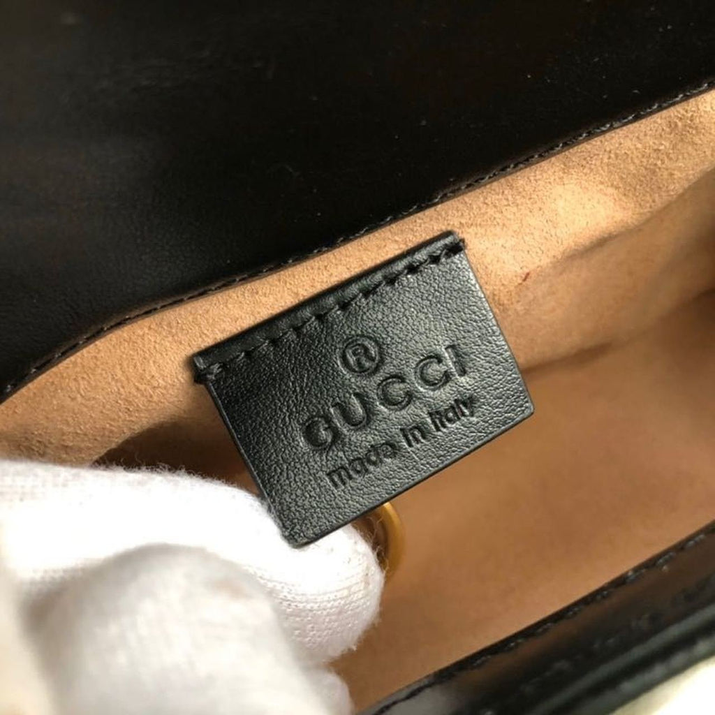 Gucci Marmont Matelassé Super Mini Bag Dusty Black Chevron For Women 6.2in/16.5cm