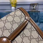 Gucci Horsebit 1955 Shoulder Bag Beige/Ebony GG Supreme Canvas With Brown For Women 9.8in/25cm