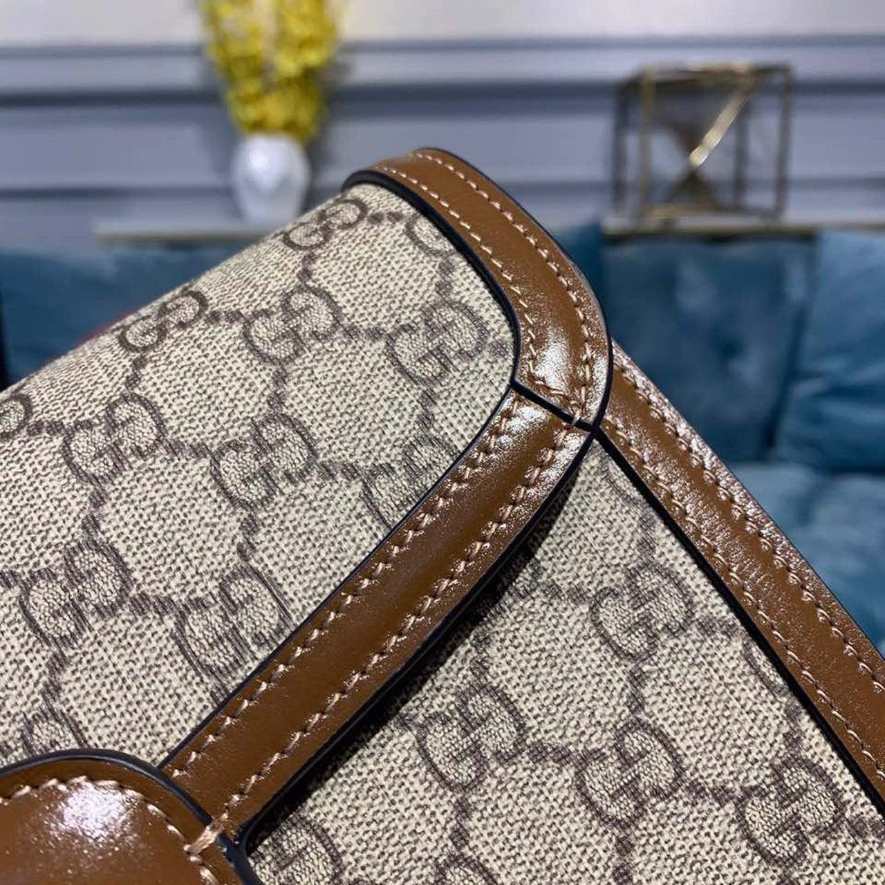 Gucci Horsebit 1955 Shoulder Bag Beige/Ebony GG Supreme Canvas With Brown For Women 9.8in/25cm