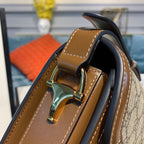 Gucci Horsebit 1955 Shoulder Bag Beige/Ebony GG Supreme Canvas With Brown For Women 9.8in/25cm